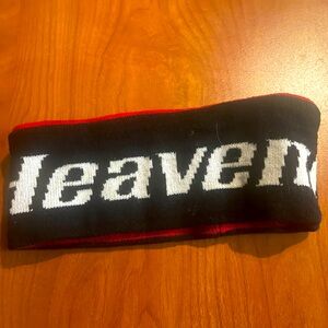 Black and Red Heavenly Headband with White Text